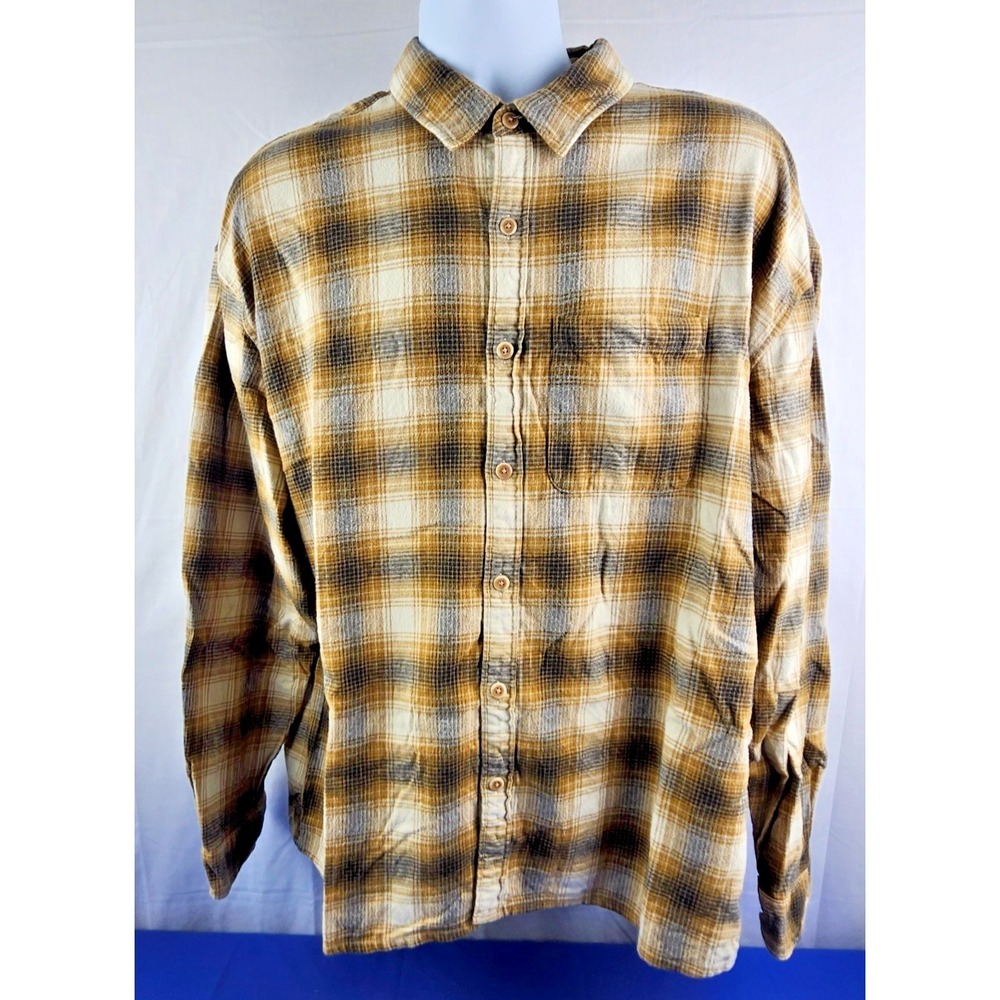 Abercrombie & Fitch Flannel Shirt Mens Medium XL Earth Tones Plaid Soft A&F